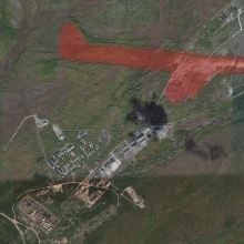Примерное расположение бывшего аэродрома «Магадан-47/3 (Северный)».