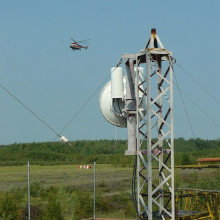 Ми-8 в небе над аэропортом Сеймчана. 2012 год.