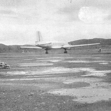 Аэропорт Берелёх. Ил-14 идет на взлёт. 60-е годы.