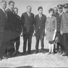 Встреча космонавта Волынова в авиапредприятии Берелёх с руководителями партийных и советских органов, 1968 год.