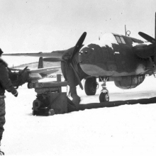 Бомбардировщик А-20 «Бостон» на аэродроме на Аляске перед отправкой в СССР