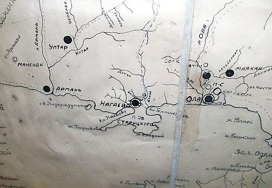 Карта района посёлка Ола.