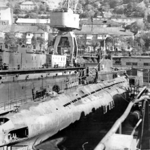 С-327 в доке. СРЗ Фреза. Петропавловск-Камчатский. Осень 1988 года.