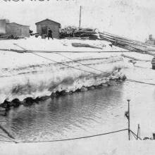 Зима в 171 ОБрПЛ. КПП и плавучий пирс бригады (1964-66 года).