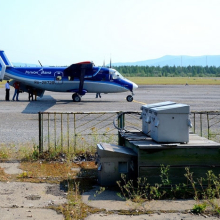 Аэропорт Сеймчан. Два раза в неделю рейс Магадан - Сеймчан - Магадан. Ан-28.