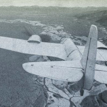 Самолет ПС-40 (АНт-40) над долиной реки Армань. 40-е годы ХХ века