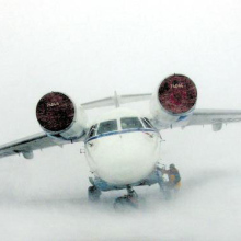 Морозы, сильные ветры – это только часть проблем, с которыми приходится сталкиваться работникам аэропорта. 2009 год.