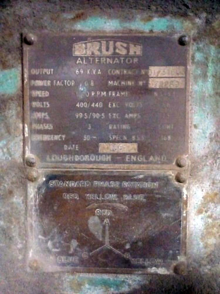 Табличка на генераторе производства компании «Brush Electrical Engineering». Фото из свободных источников.