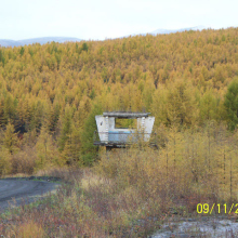 Поселок Восток. 2011 год. Бывший пост ГАИ на развилке дорог Хатыннах и Верхний Ат-Урях